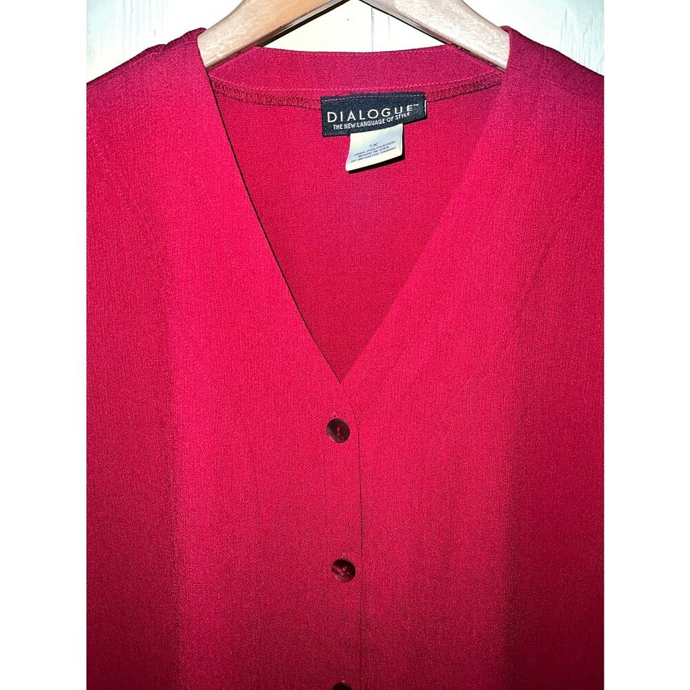1x Red Cardigan Button Front Textured Stretch Pol… - image 7